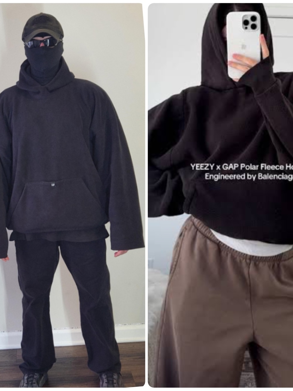 YEEZY polar fleece Lined Hoodie - Cozy Fleece Pullover- gray
